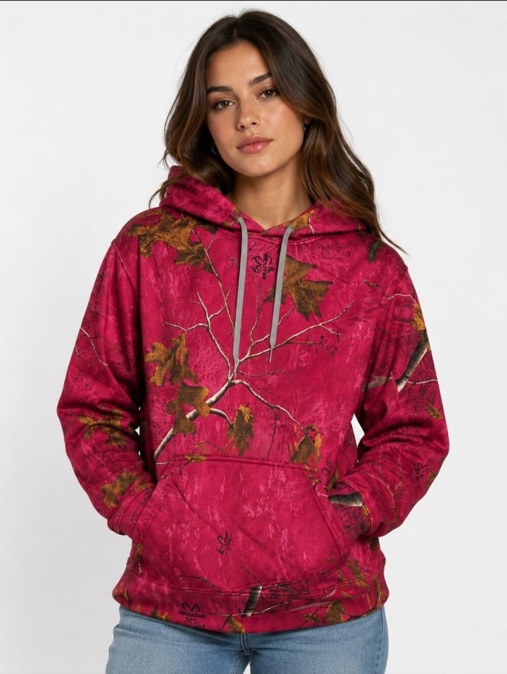 Realtree Pink Camo Hoodie Women’s Medium Pullover Kangaroo Pocket